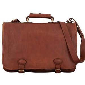 Cavalry Leather Business Bag For Men - Antique tan, Brown Color