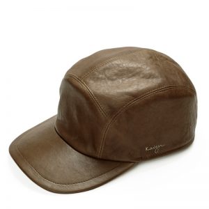 taupe leather cap
