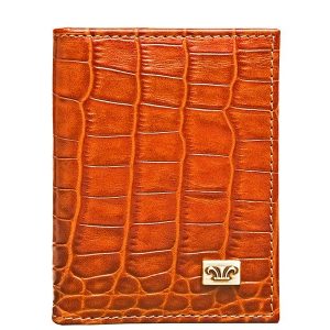 Wittet Croco Leather Business Card Holder in black & brown color KWC922