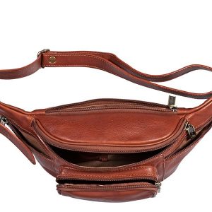 Cavalry Leather Travel Waist Pouch in Brown Color