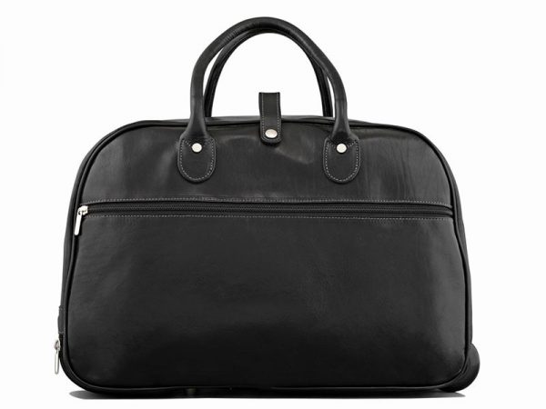 Statesman Overnighter Leather Trolley Bag in Black Color