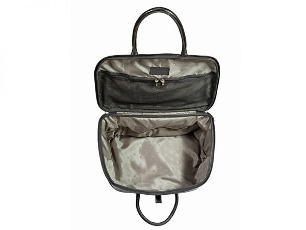 Statesman Overnighter Leather Trolley Bag in Black Color