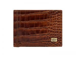 Ridge Men's Leather Money Clip Wallet- Black, Dark brown, Brown Croco Color