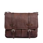 Leather City Messenger Bag with magnetic snap closure - Image 3