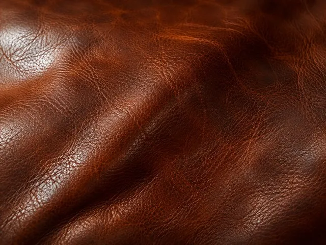 Close-up of full-grain leather texture used in Kaizer backpacks